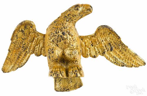 Gilt cast iron eagle gate weight, 19th c., 15 1/4'' w.