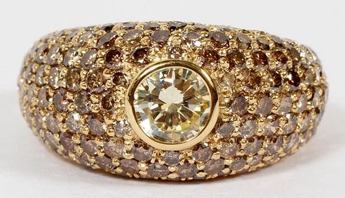 3.25CT FANCY YELLOW AND BROWN DIAMOND RING