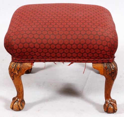 CHIPPENDALE-STYLE CARVED WALNUT FOOT STOOL