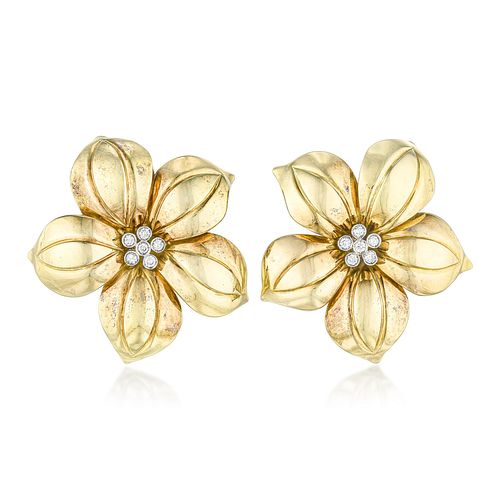 Vintage Diamond Gold Flower Earrings
