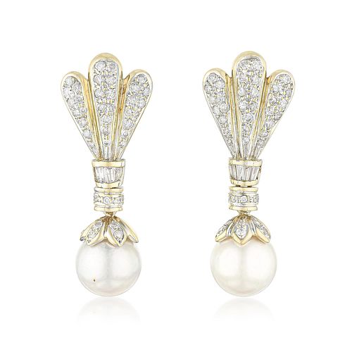 Pearl and Diamond Gold Earrings