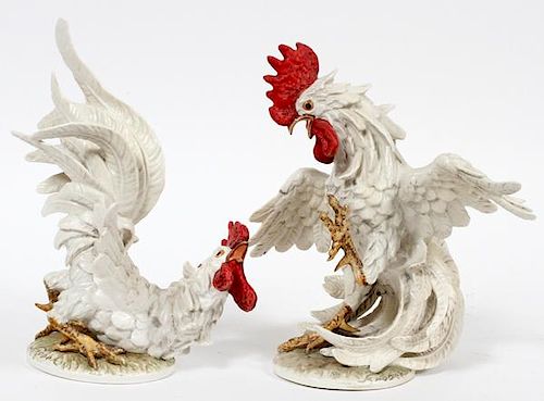GOEBEL POTTERY ROOSTERS PAIR