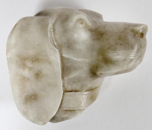 CARVED MARBLE HOUND'S HEAD PAPERWEIGHT