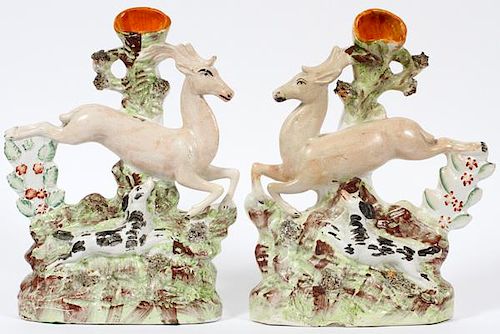 STAFFORDSHIRE SPILL VASES 19TH.C. PAIR
