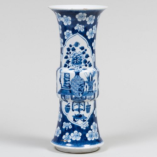 Chinese Blue and White Porcelain Gu Form Vase