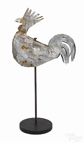 Sheet metal rooster weathervane, ca. 1930, found in Maine, 19'' l.