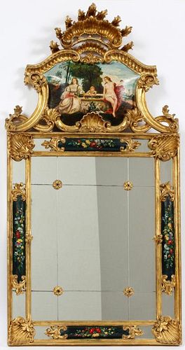 ROCOCO-STYLE GILT PAINTED WALL MIRROR