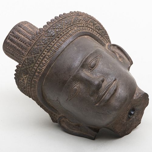 Khmer Stone Head of a Deity