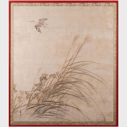 Chinese Scroll Painting of Birds and Reeds