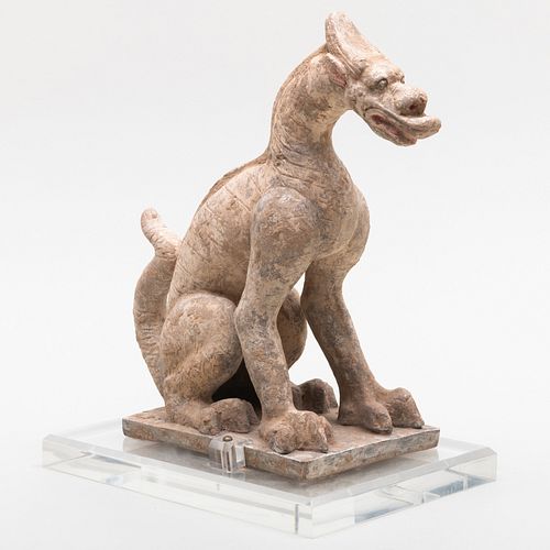 Chinese Grey Pottery Mythical Beast