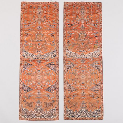 Pair of Chinese Embroidered Silk Panels
