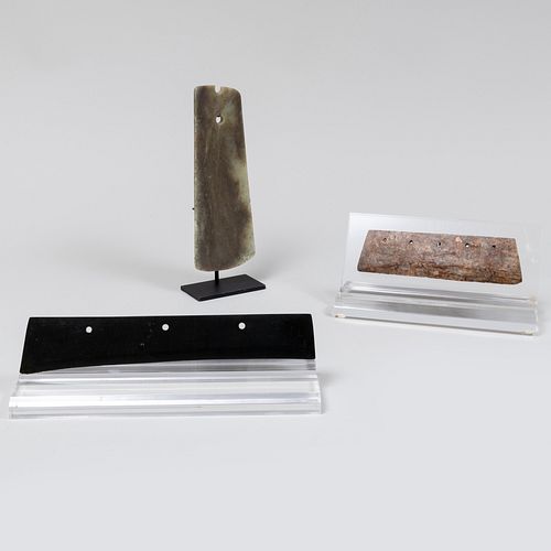  Three Chinese Archaistic Hardstone Ceremonial Blades 