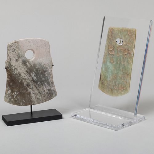 Two Chinese Archaistic Hardstone Ceremonial Axe Heads
