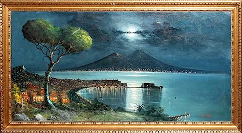 G VOLTE OIL ON CANVAS NAPLES BY NIGHT