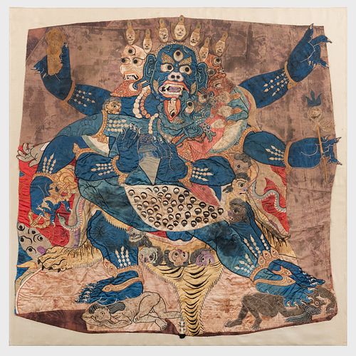 Large Tibetan Embroidered Fragment with Vajrakilaya
