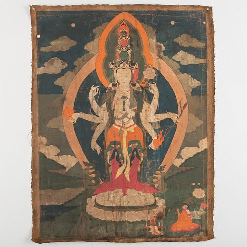 Tibetan Painting of Eleven-Headed Avalokiteshvara