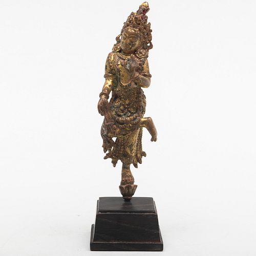Nepalese Gilt-Copper Figure of a Female Goddess