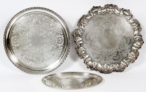 SILVERPLATE SERVING TRAYS 3 PIECES