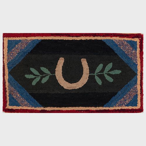 Two Hooked Rugs with Horseshoes