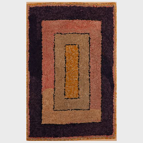 Two Hooked Rugs with Geometric Designs and a Rug with Gameboard