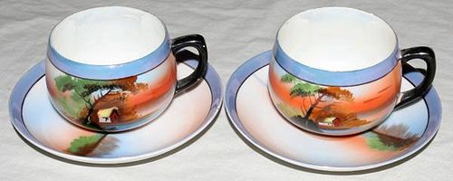 JAPANESE PORCELAIN CUPS AND SAUCERS CIRCA 1900