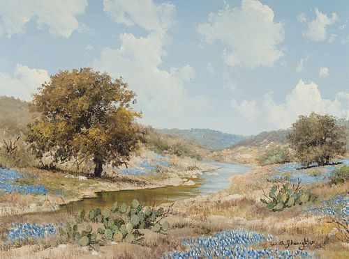 William Slaughter (1923 - 2003) Hill Country Bluebonnets