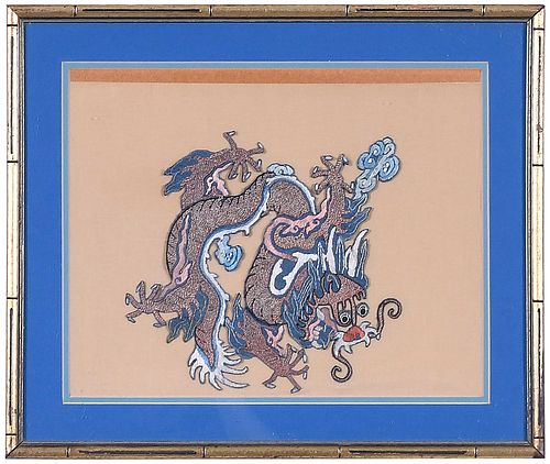 Framed Chinese Dragon Needlepoint