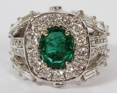 2 CT. NATURAL EMERALD AND DIAMOND RING