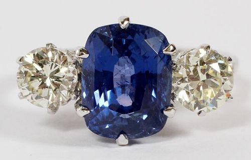 5CT BLUE SAPPHIRE AND DIAMOND RING