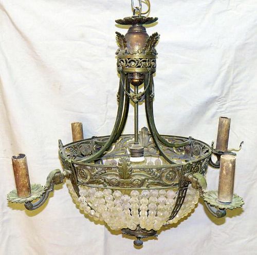 CRYSTAL DOME STYLE CHANDELIER CIRCA 1900