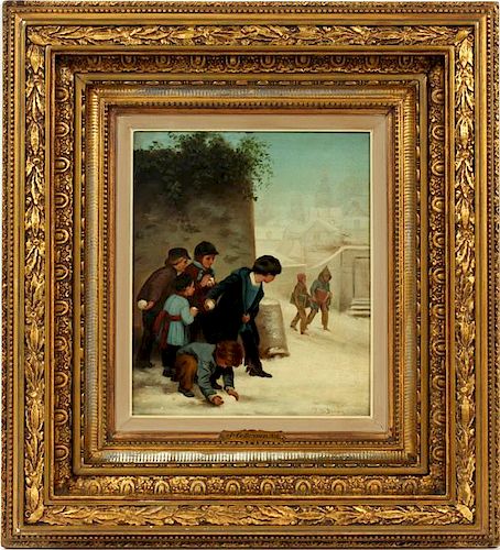 SIGNED J.G. BROWN OIL ON BOARD 19TH.C.