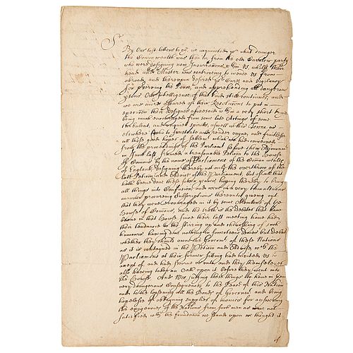Oliver Cromwell Letter Signed on Dissolving Parliament Amidst Royalist Plot