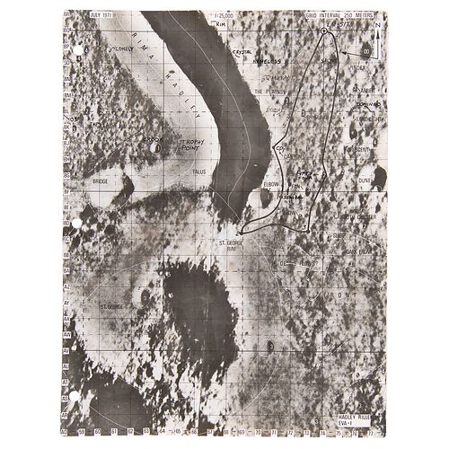 Apollo 15 Lunar Surface-Used LRV Photo Map - From the Personal Collection of Dave Scott