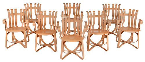 Eight Frank Gehry for Knoll Laminated Birch "Hat Trick" Armchairs
