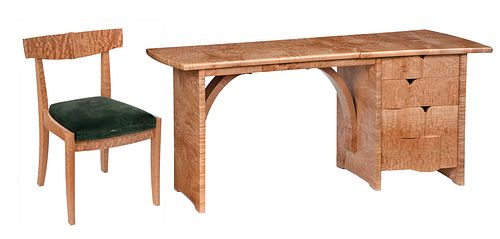 Hank Gilpin Figured Maple Desk and Chair