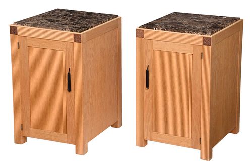 Pair of Wendy Stayman Oak and Holly Cabinets