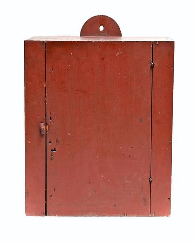 American Red-painted Hanging Spice Cabinet.
