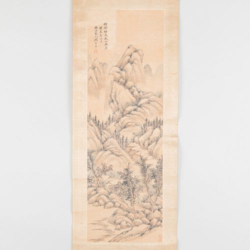 Chinese Mountain Landscape Scroll 