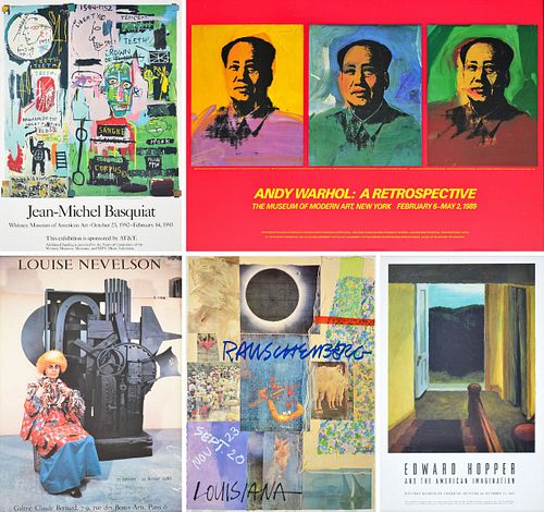 5 Exhibition Posters: Nevelson (Signed), Basquiat, Warhol ...