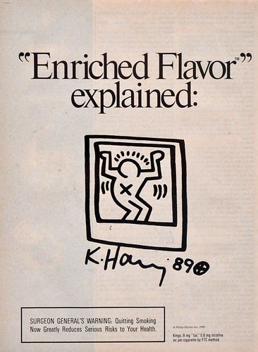 Keith Haring Dancing Figure Drawing on Magazine Page