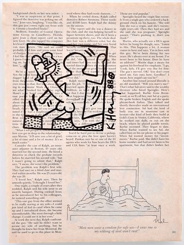 Keith Haring Drawing, Male Nude on Playboy Page