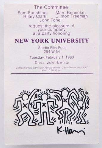 Keith Haring Drawing on Studio 54 Invitation, NY University
