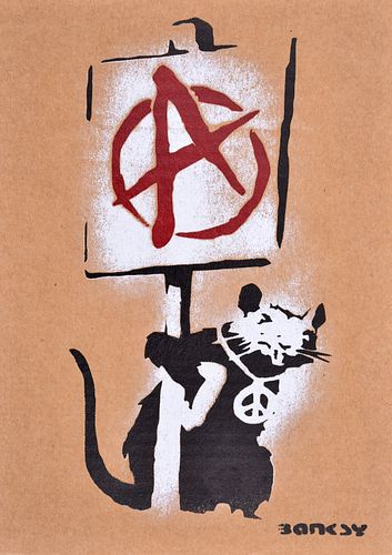 Banksy (after) ANARCHIST RAT Dismaland Cardboard Stencil Print