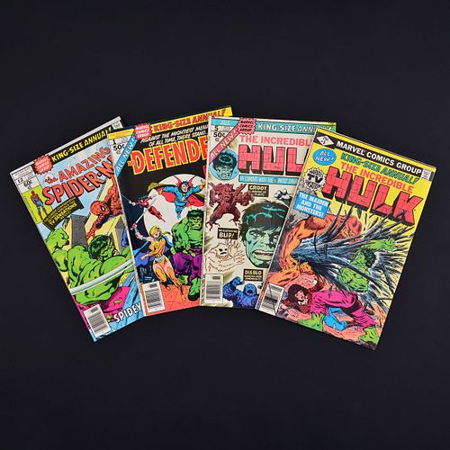 4 Marvel Comics, THE AMAZING SPIDER-MAN ANNUAL #12, THE DEFENDERS ANNUAL #1 & THE INCREDIBLE HULK ANNUAL #5 & #8