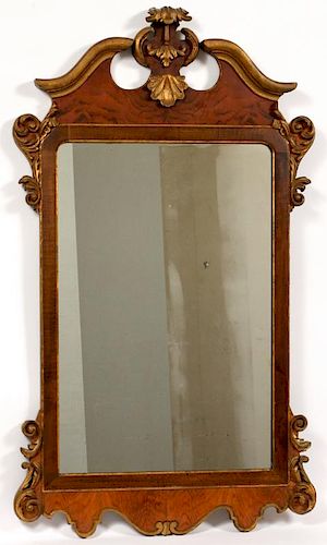 CHIPPENDALE STYLE MAHOGANY AND GILT MIRROR
