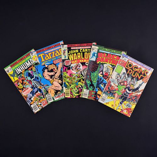 5 Marvel Comics, THE INHUMANS #10, TARZAN #1, JOHN CARTER WARLORD OF MARS ANNUAL #1, BLACK PANTHER #3 & LOGAN'S RUN #1