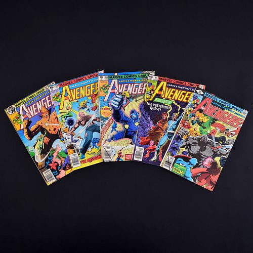 5 Marvel Comics, THE AVENGERS #180, #183, #184, #185 (Newsstand Edition) & #188
