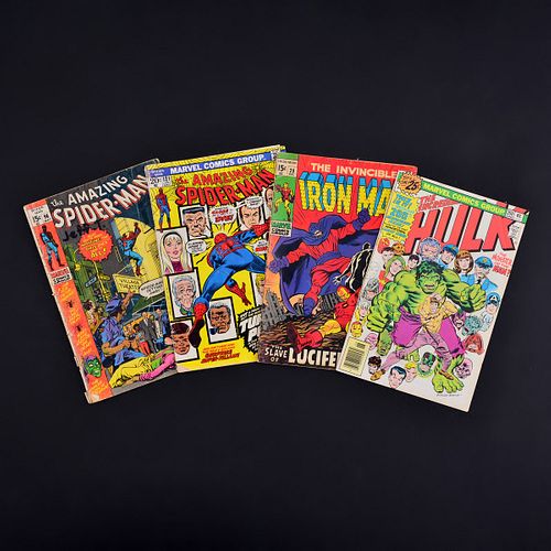 4 Marvel Comics, THE AMAZING SPIDER-MAN #96, THE AMAZING SPIDER-MAN #121, THE INVINCIBLE IRON MAN #20 & THE INCREDIBLE HULK #200