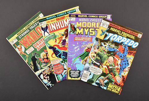 4 Marvel Comics, THE INHUMANS #1, MARVEL CHILLERS #1, MARVEL PREMIERE #40, & STRANGE TALES #179