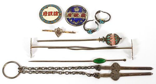 CHINESE JEWELRY HAIR-PIECE RINGS STICK-PINS &MEDALS